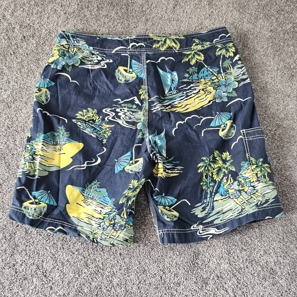 American Eagle Board‎ Shorts Mens 36 (fits 38) Navy Blue Tropical Hawaiian Surf